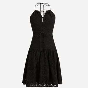 J. Crew Anguilla Black Linen Mini Halter Dress NWT Size 16